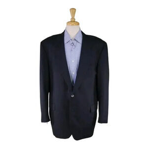 Zanella Solid Navy Blue 2-Btn Wool Blazer Jacket Made in Italy 44R